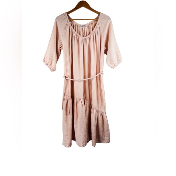 Apiece Apart Dresses & Skirts - APIECE APART Matira Belted Checked Cotton-voile Midi Dress in Blush Size 4